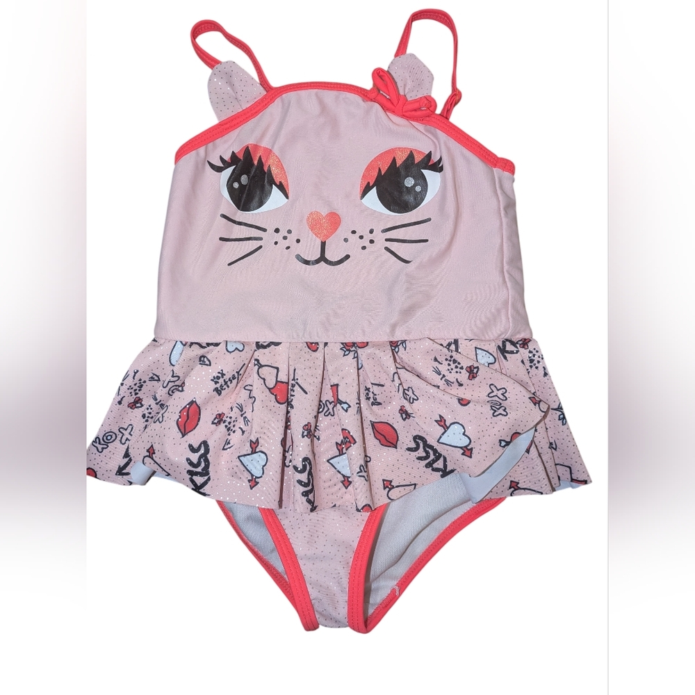 👉10/10$ Pink Cat Face Kids Swimsuit